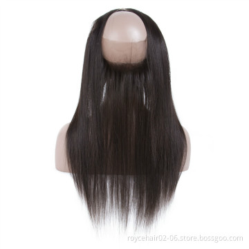 Thin Skin Transparent Pre plucked 360 Degree Human Hair Full Lace Frontal Closure with Baby Hair